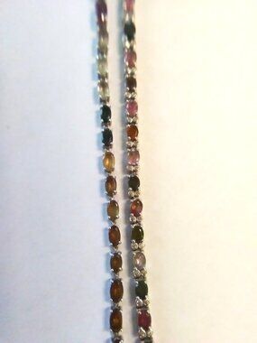 2 Multi-Color Tourmaline Silver Bracelets